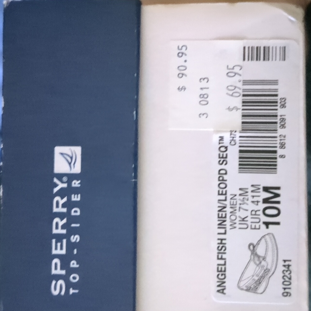 Sperry angelfish linen/ leopd seq shoes size 10M